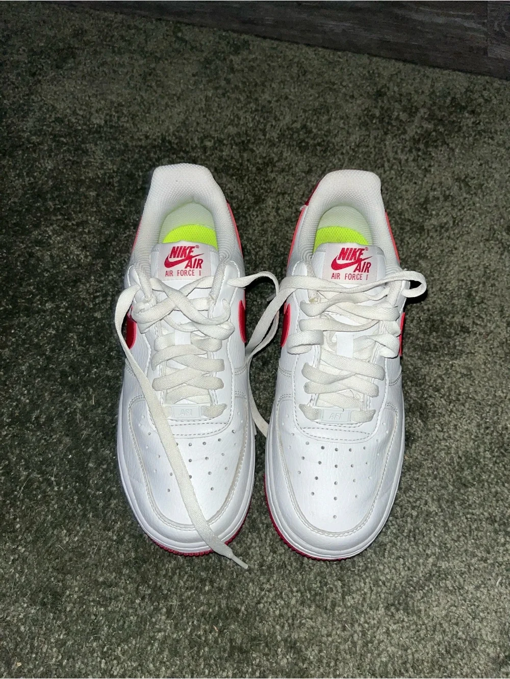 Nike Kids White Sneakers with Red Swoosh